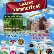 Plakat zum Laarer Sommerfest 2025 der Bürgervereinigung Duisburg-Laar