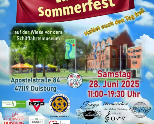 Plakat zum Laarer Sommerfest 2025 der Bürgervereinigung Duisburg-Laar