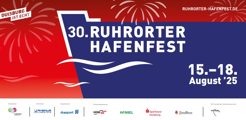 Titelbild Programmheft zum 30. Ruhrorter Hafenfest vom 15.-18. August 2025